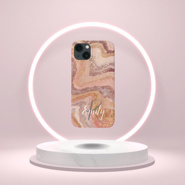 Rosa Sandstone Agate Marble Abstrakt Namn Monogram (Skapare uppladdad)
