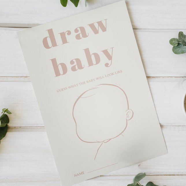 Rosa Sandstone Typography Shower Draw Baby Game Flygblad (Skapare uppladdad)