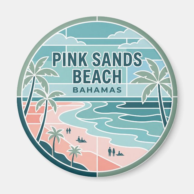 Rosa sandstrand Bahamas Magnet (Framsidan)