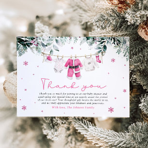 Rosa Santa Baby Jul Baby Shower Tack tack Inbjudningar