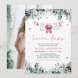 Rosa Santa Baby-julklappen Baby Shower Inbjudningar