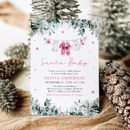 Rosa Santa Baby-julklappen Baby Shower Inbjudningar