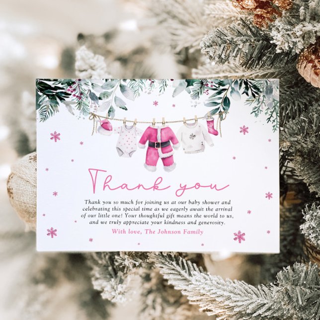 Rosa Santa Baby, Tack för juldagsknappar Inbjudningar (Skapare uppladdad)