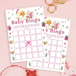 Rosa Santa Cookie Baby Shower Bingo Game Inbjudningar