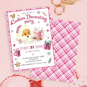 Rosa Santa Cookie Decoration Party Inbjudningar