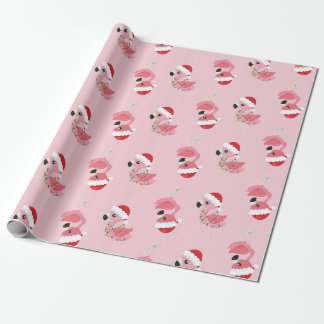 Rosa Santa Flamingo Julafton Wrapping Papper Presentpapper