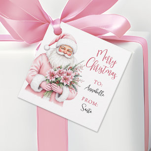 Rosa Santa jul Gift Märkre Sticker Gåvor Etiketter
