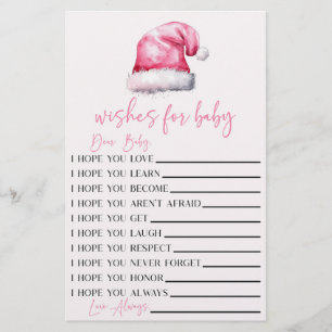 Rosa Santa Önskemål for Baby Shower Activity Brevpapper