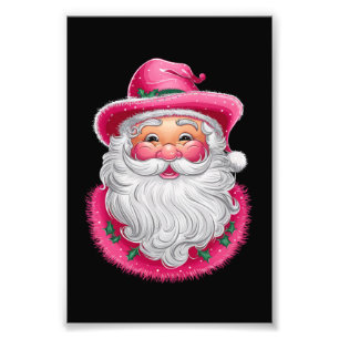 Rosa Santa Retro-julmatchningsfamiljen Party Fototryck