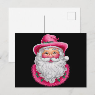 Rosa Santa Retro-julmatchningsfamiljen Party Helg Vykort