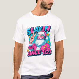 Rosa Santa Slayin Jul T-shirt för Gen Z & Familj