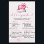 Rosa Santa What's in Your Mobil Baby Shower Game Brevpapper<br><div class="desc">Det här är en Rosa Jultomten Hat-jul,  vad är i ditt Mobila babyspel? *Vad finns i din Mobil? - Gästerna får poäng för varje objekt som de har på sin mobil. Den som får mest poäng vinner!</div>
