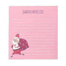 Rosa Santa's Nice List-Anteckningsblock