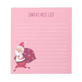 Rosa Santa's Nice List-Anteckningsblock Anteckningsblock