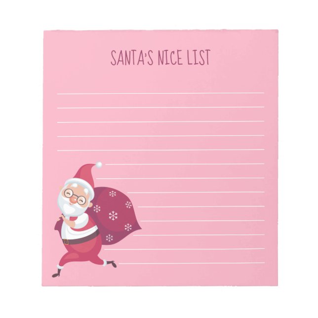 Rosa Santa's Nice List-Anteckningsblock Anteckningsblock (Framsida)