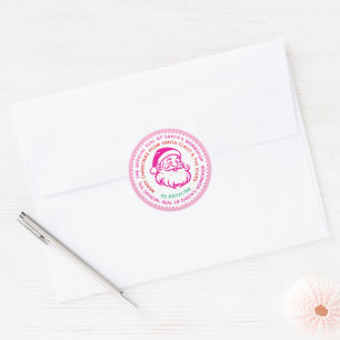 Rosa Santa's Workshop Seal Girls Gift Sticker Runt Klistermärke