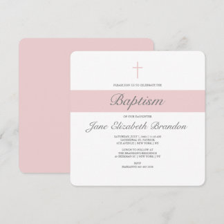 Rosa Sash Baptism-inbjudan Inbjudningar