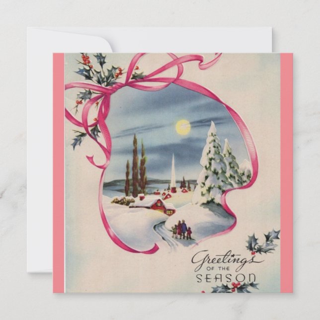 Rosa säsongs hälsningar kort (Framsida)