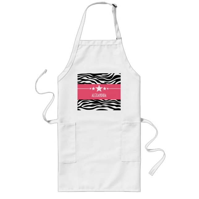 Rosa Sassy Star Zebra Apron Långt Förkläde (Framsidan)