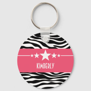 Rosa Sassy Star Zebra Keychain Nyckelring