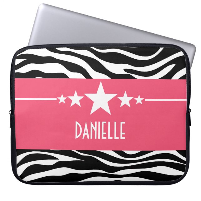 Rosa Sassy Star Zebra Laptop sleeve (Framsidan)