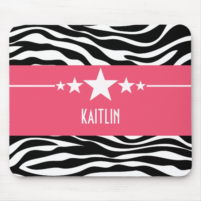 Rosa Sassy Star Zebra Mousepad Musmatta (Framsidan)