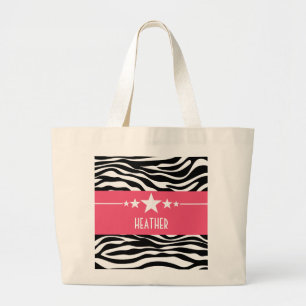 Rosa Sassy Star Zebra Tote Bag Jumbo Tygkasse