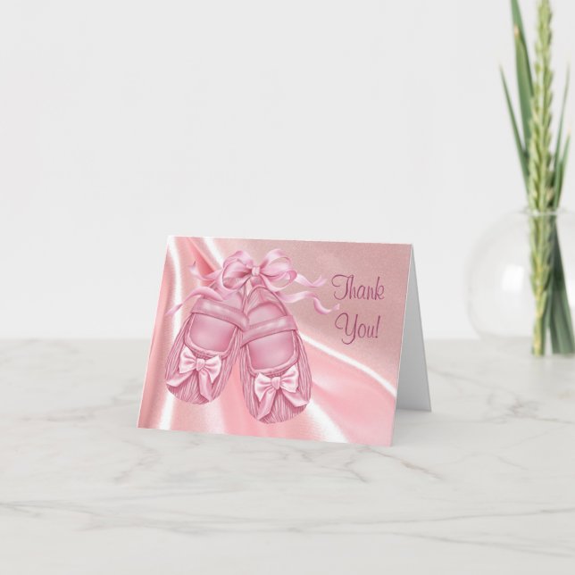 Rosa satängstövlar Babyflicka Tacksamhetskort Tack Kort (Framsida)