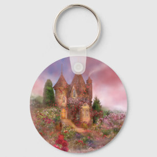 Rosa säterikonst Keychain Nyckelring