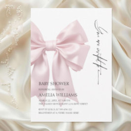 Rosa Satin Bow Baby Shower Inbjudningar