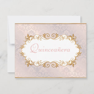 Rosa Satin och Guld, inbjudan till Quinceanera