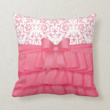 Rosa Satin Ruffles & Rosa Bow on Damask