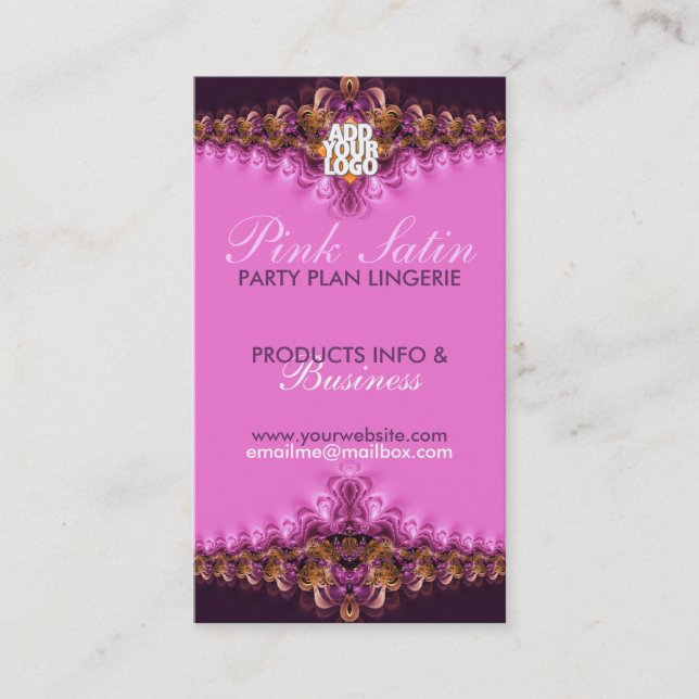 Rosa Satin Snöre Lingerie Party Affärskort Visitkort (Framsida)