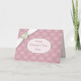 Rosa Satin Valentine Hjärthälsningskort Helgkort