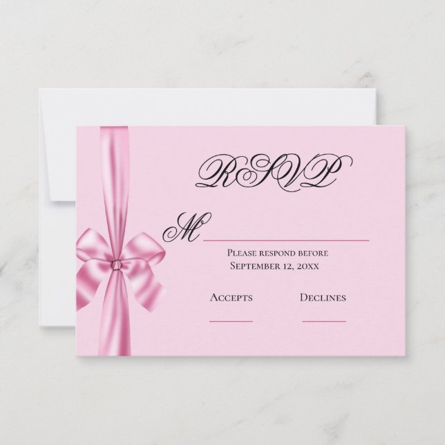Rosa satinband Enkel bröllops-RSVP OSA Kort (Framsida)