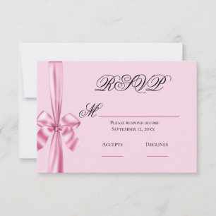 Rosa satinband Enkel bröllops-RSVP OSA Kort