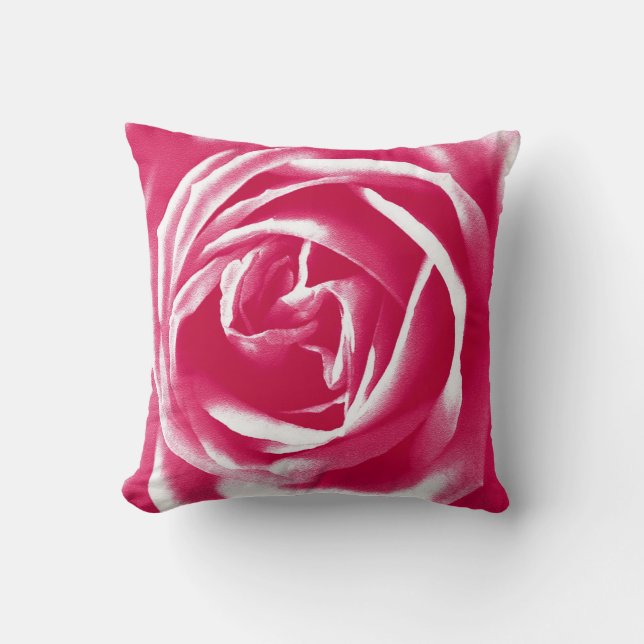 Rosa satinros tryck kudde (Framsida)