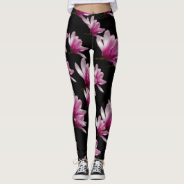 Rosa Saucer Magnolia Blommar Leggings