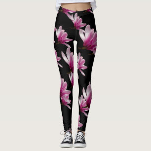 Rosa Saucer Magnolia Blommar Leggings