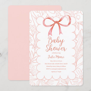Rosa Scallop Baby Shower Inbjudningar
