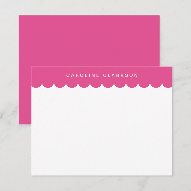 Rosa Scallop Gräns Modern Stationery Note-kort Inbjudningar (Fram/baksida)