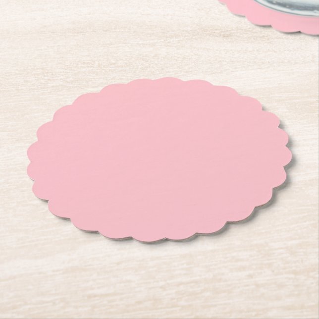Rosa Scalloped Rund Underlägg Papper (Vinklad)