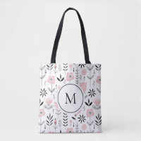 Rosa Scandinavian Blommönster Monogram