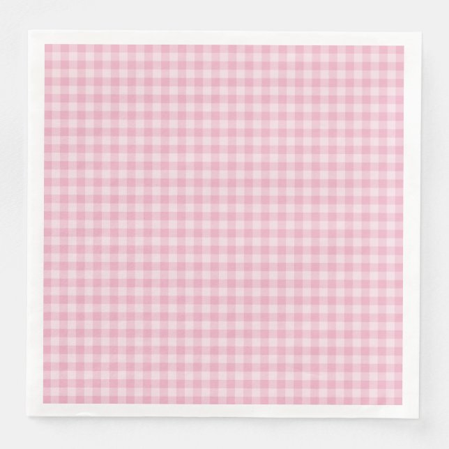 Rosa schackbrädemönster pappersservett (Framsida)