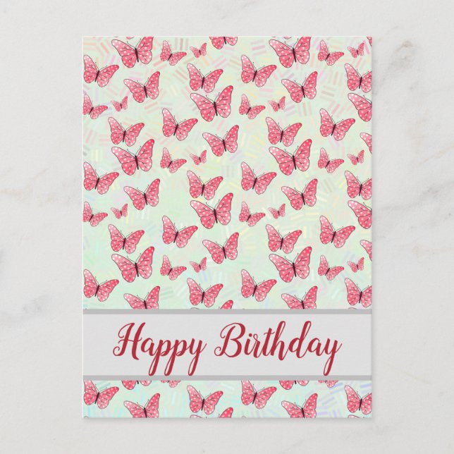 rosa Schmetterlinge Vykort (Framsida)