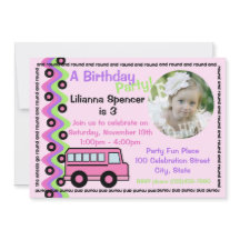 Rosa School Buss Hjul med Photo