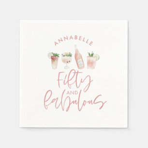 Rosa schysst vattenfärg 50 och fantastiska födelse pappersservett