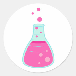Rosa Science Beaker Runt Klistermärke