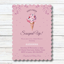 Rosa ScoopUp, Glitter Ice Cream Möhippa Inbjudningar