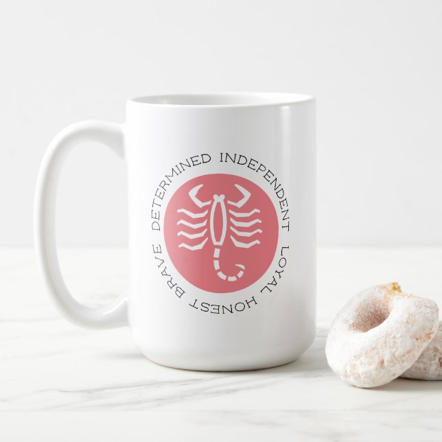 Rosa Scorpio Traits Zodiac Stjärntecken Coffee Mug Kaffemugg (Med munk)